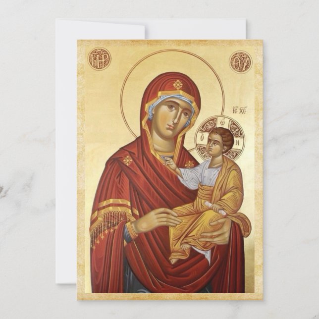 Mary with Jesus in Golden Tones Save The Date (Front)