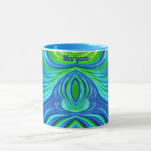 MARYAM ~ Zany 3D Fractal ~ Blue Green Mug