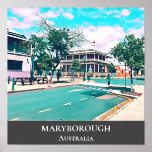 Maryborough Australian country town vintage travel Poster