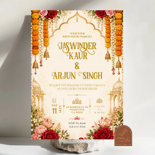 Marygold Rose Floral Indian Wedding Invitation