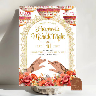 Marygold Rose Floral Mendhi Henna Invitation
