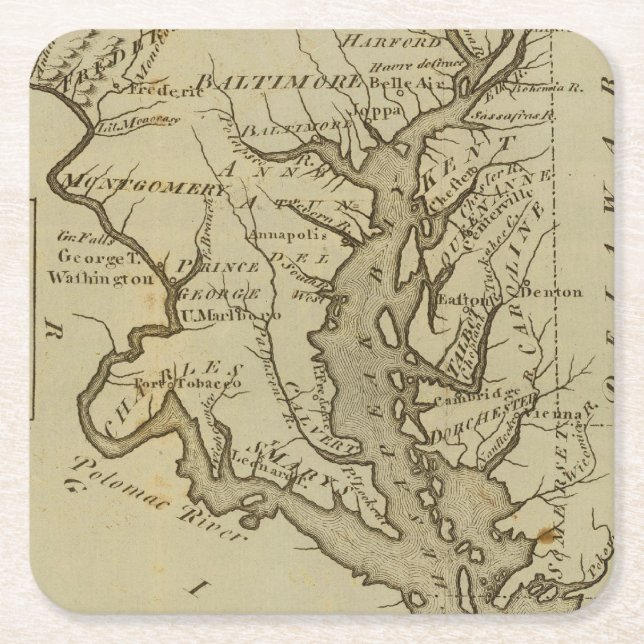 Maryland 5 square paper coaster (Front)