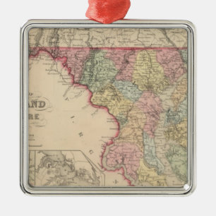 Maryland and Delaware 2 Metal Tree Decoration