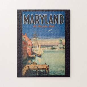 Maryland Annapolis Painterly Illustration Travel Jigsaw Puzzle