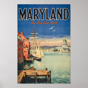 Maryland Annapolis Painterly Illustration Travel Poster