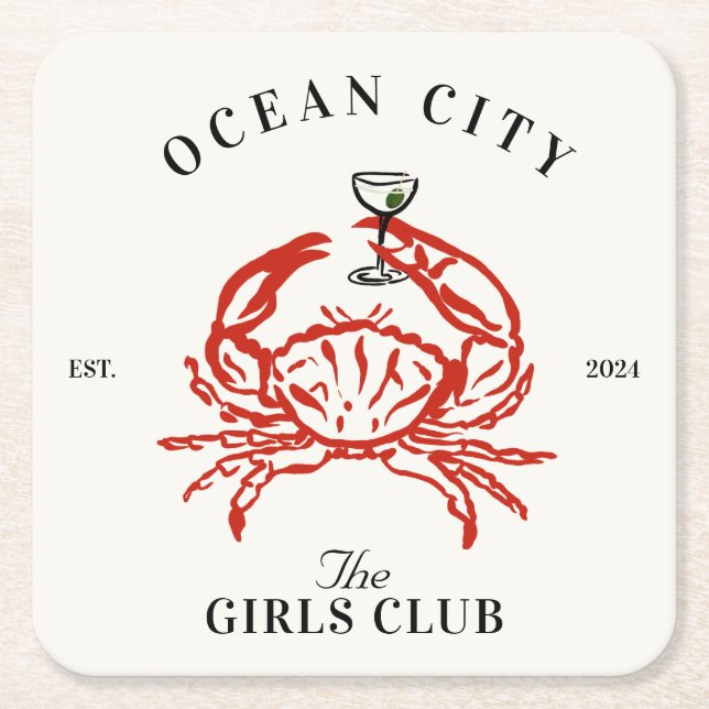 Maryland Bachelorette Girls Club  Square Paper Coaster (Front)