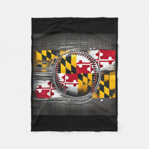 Maryland Baseball Player Design With State Flag Ar Fleece Blanket