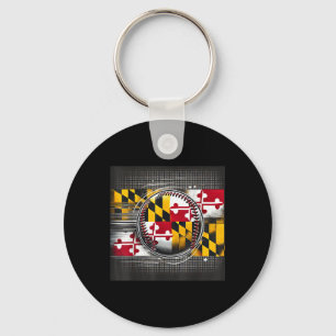 Maryland Baseball Player Design With State Flag Ar Key Ring
