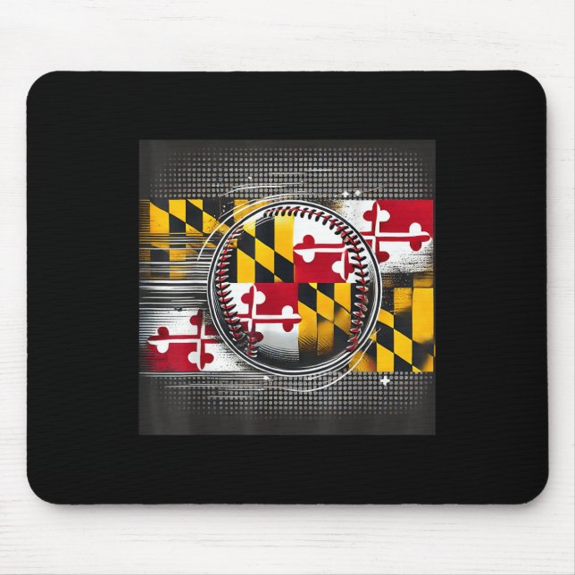 Maryland Baseball Player Design With State Flag Ar Mouse Mat (Front)