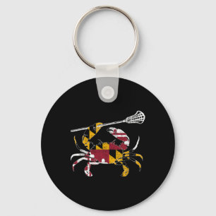 Maryland Blue Crab Lacrosse Lover Tee Flag Of Mary Key Ring