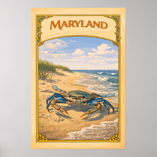 Maryland Blue Crab Vintage Travel Poster