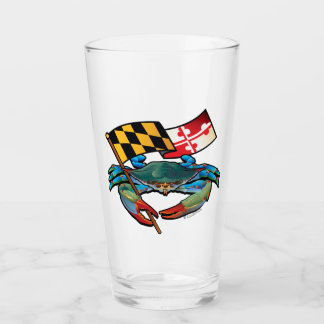 Maryland Blue Crab with Flag Crest Glass