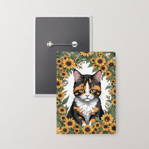 Maryland Calico Cat And Black Eyed Susan Flowers
