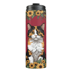 Maryland Calico Cat And Black Eyed Susan Flowers 4 Thermal Tumbler