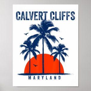 Maryland Calvert Cliffs Ocean Surfing Surfboarding Poster