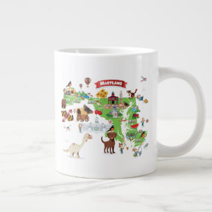 Maryland Cartoon Map Large Coffee Mug