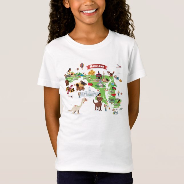 Maryland Cartoon Map T-Shirt (Front)