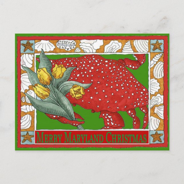 Maryland Christmas Crab Holiday Postcard (Front)
