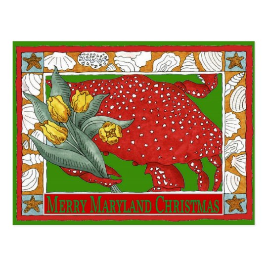 Maryland Christmas Crab Postcard