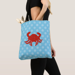 Maryland Crab Blue Polka Dots Dog Travel Tote Bag