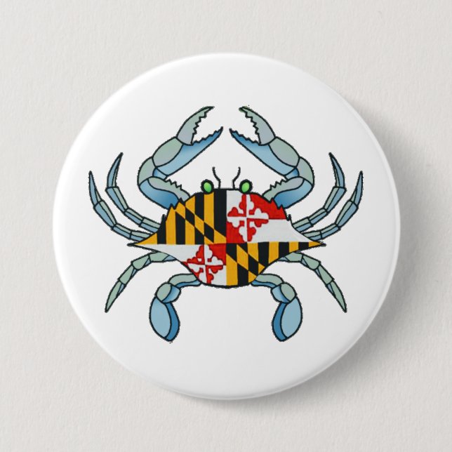 Maryland crab flag 7.5 cm round badge (Front)