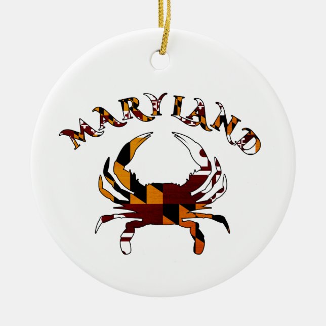 Maryland Crab Flag Ceramic Tree Decoration (Front)