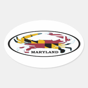 Maryland Crab Flag Oval Decal (set of 4) Sticker