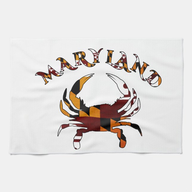 Maryland Crab Flag Tea Towel (Horizontal)