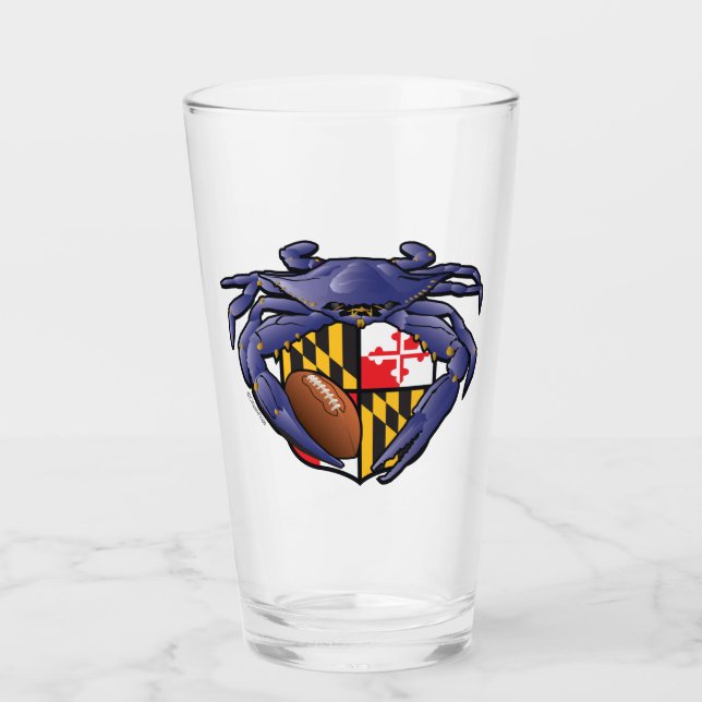 Maryland Crab Football Crest Glass (Front)