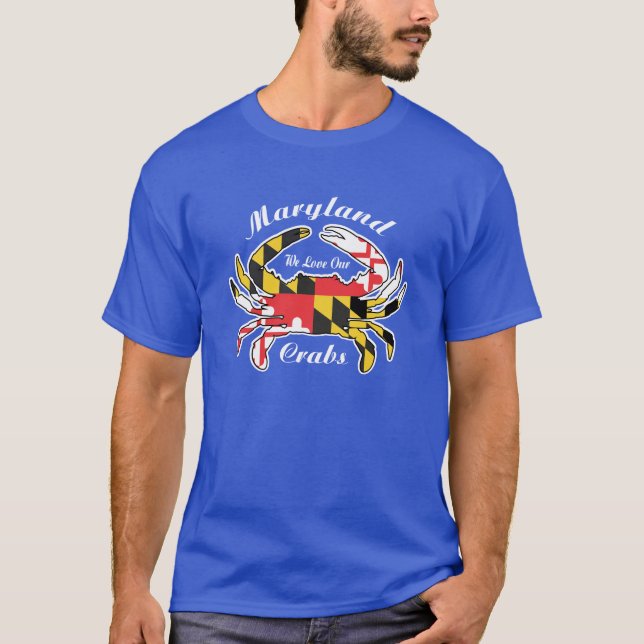 Maryland crab lover tee shirt steamed crabs flag (Front)