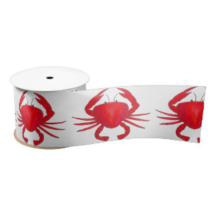 Maryland Crab Red Crabs Crabby Beach Ocean Ribbon Satin Ribbon
