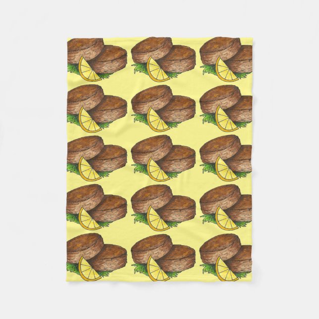 Maryland Crabcake Bay Crab Cakes Seafood Food Fleece Blanket (Front)