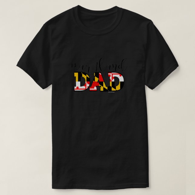 Maryland Dad with Orioles Orange Background T-Shirt (Design Front)