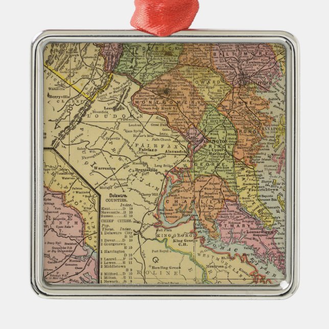 Maryland, Delaware Metal Tree Decoration (Front)