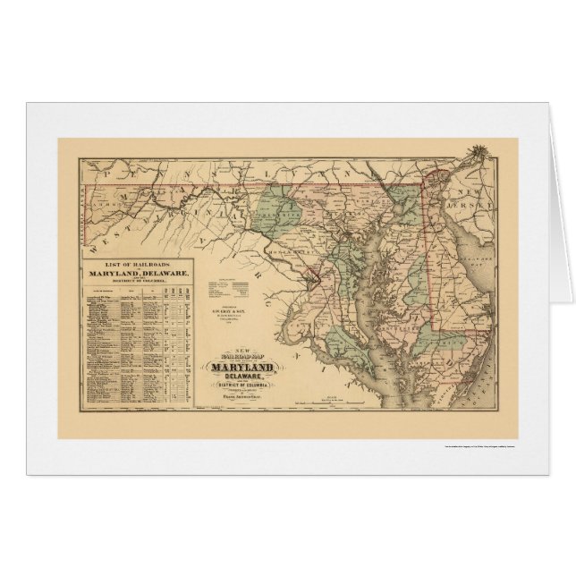 Maryland & Delaware Railroad Map 1876 (Front Horizontal)