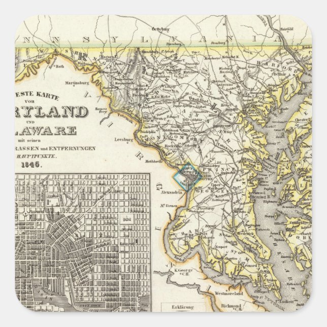 Maryland, Delaware Square Sticker (Front)