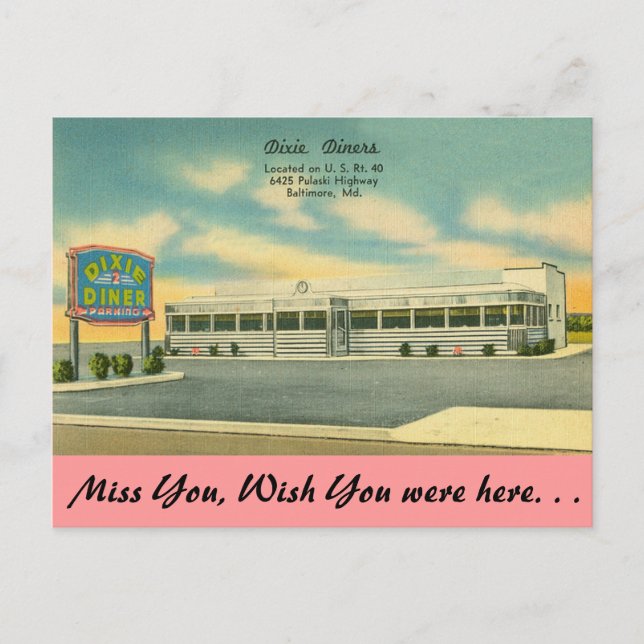 Maryland, Dixie Diners, Baltimore Postcard (Front)