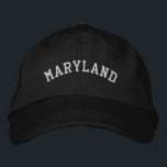 Maryland Embroidered Adjustable Cap Black<br><div class="desc">A Basic Adjustable Cap embroidered with the (customisable) text Maryland. Select the hat and text colour and style of your choice.</div>