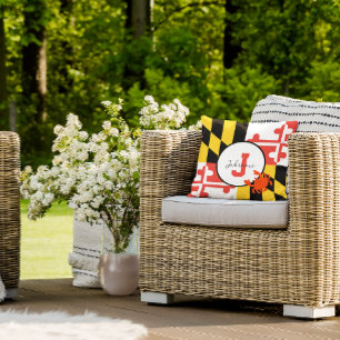 Maryland Flag and Crab Monogram Pillow