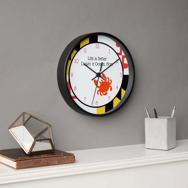 Maryland Flag and Crab Personalized Wall Clock (Office)