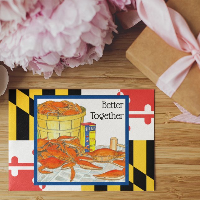 Maryland Flag and Crabs Wedding Greeting Card (Creator Uploaded)