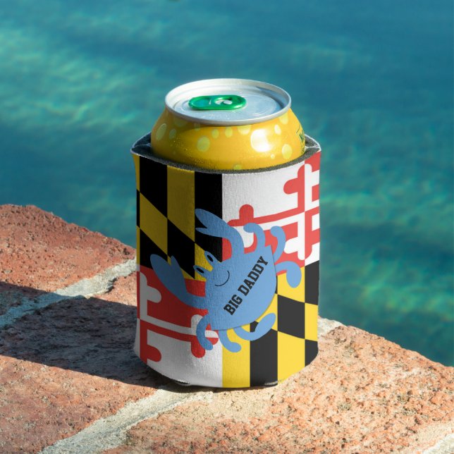 Maryland Flag Blue Crab Personalised Can Cooler (In Situ Pool)