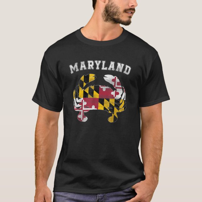 Maryland Flag Blue Crab State Pride Retro Tee (Front)