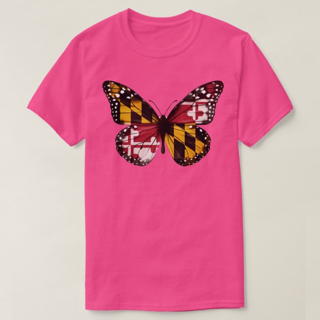 Maryland Flag Butterfly Gift for Marylander From M T-Shirt (Design Front)