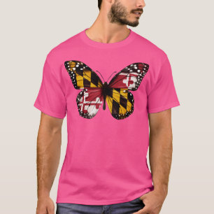 Maryland Flag Butterfly Gift for Marylander From M T-Shirt