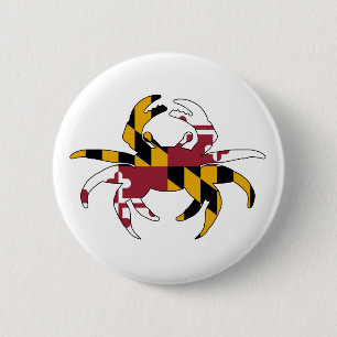 Maryland Flag Crab 6 Cm Round Badge