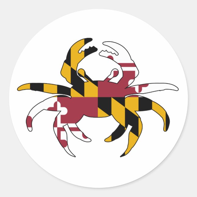 Maryland Flag Crab Classic Round Sticker (Front)