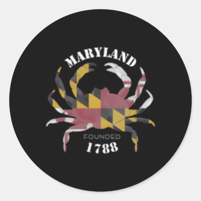 Maryland Flag Crab Founded In 1788 Classic Round Sticker (Front)
