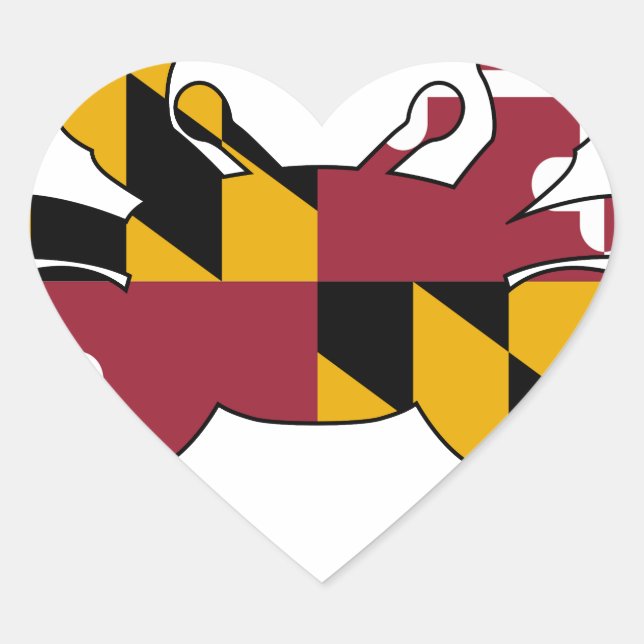 Maryland Flag Crab Heart Sticker (Front)