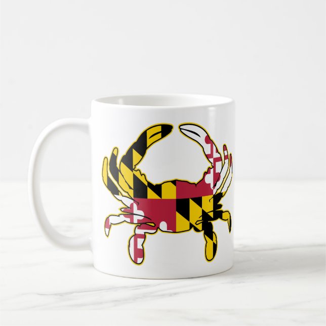 Maryland Flag Crab Illustration Coffee Mug (Left)